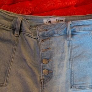 YMI Light Blue Button-Fly Denim Shorts